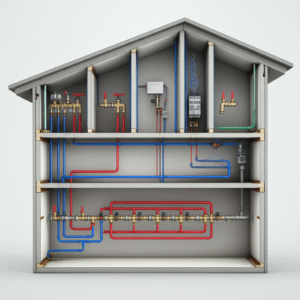 Generate a high-quality, relevant image prompt for an article about: 9 Genius Plumbing System Design