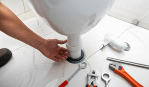Generate a high-quality, relevant image prompt for an article about: 14″ Toilet Plumbing: Effortless