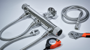 Generate a high-quality, relevant image prompt for an article about: 16″ Shower Plumbing: Genius Eas