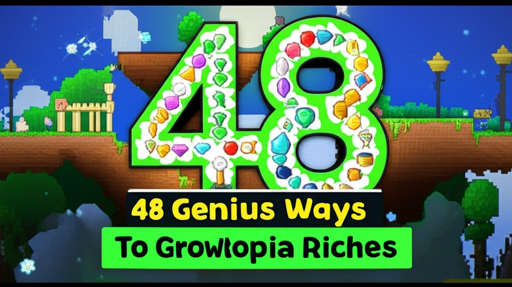 Generate a high-quality, relevant image prompt for an article about: 48 Genius Ways To Growtopia Ric