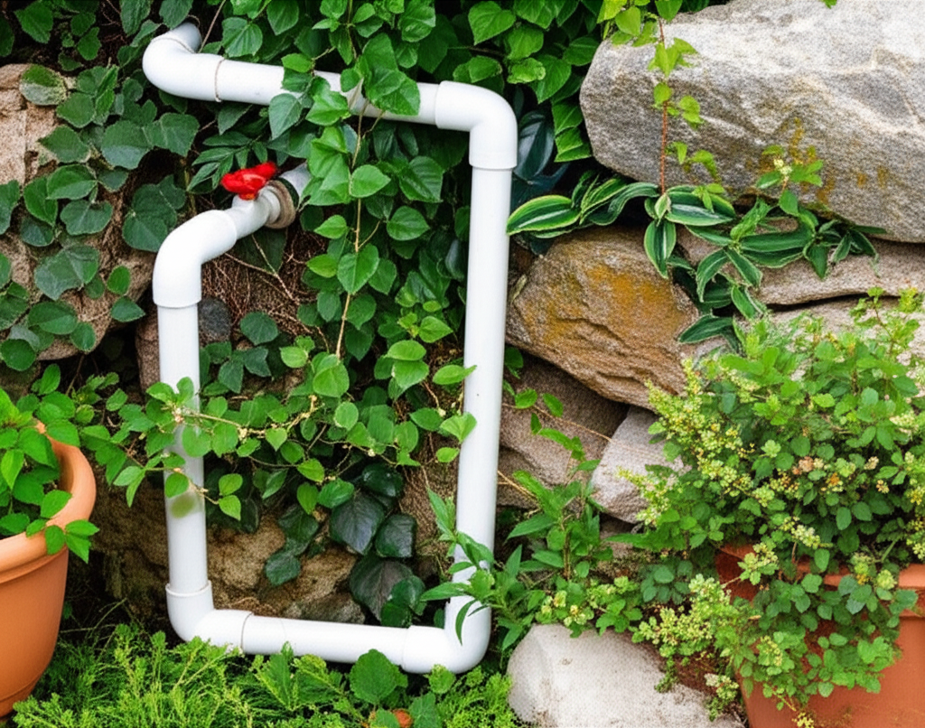 Generate a high-quality, relevant image prompt for an article about: How to Hide Outdoor Plumbing: G