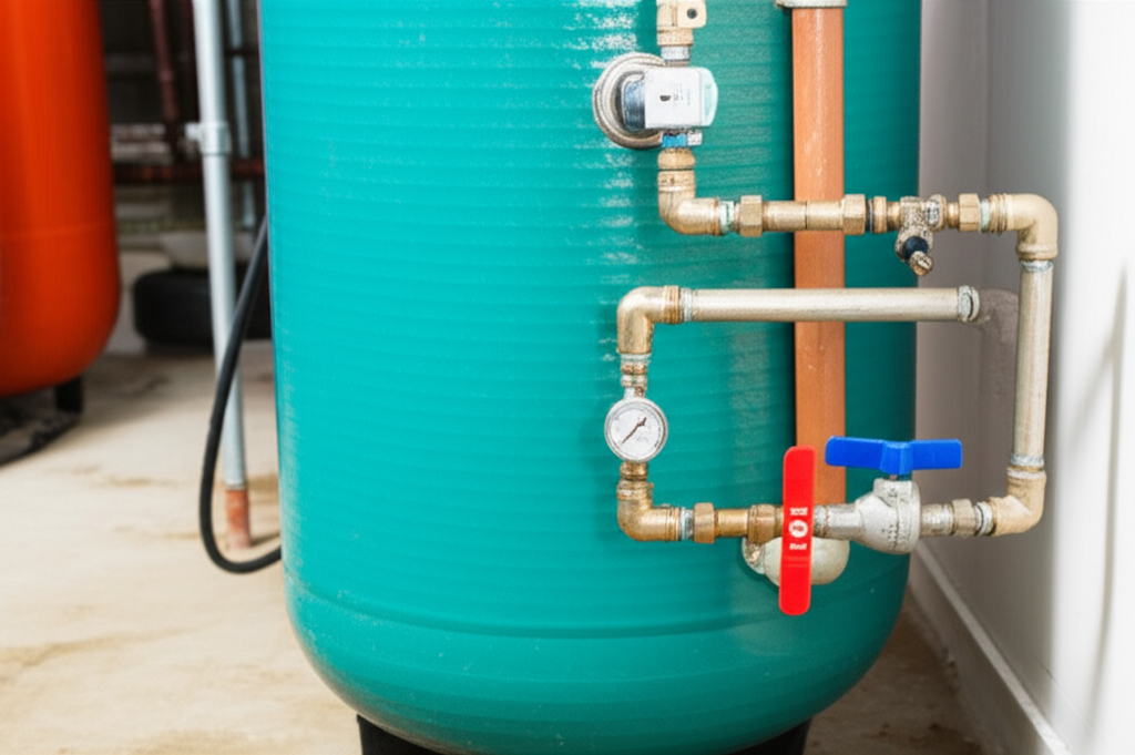 Generate a high-quality, relevant image prompt for an article about: How to Plumb a Pressure Tank: E